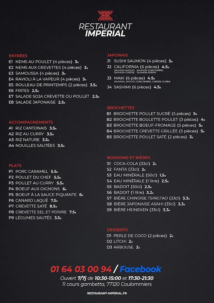 Restaurant Impérial - Menu Image 1